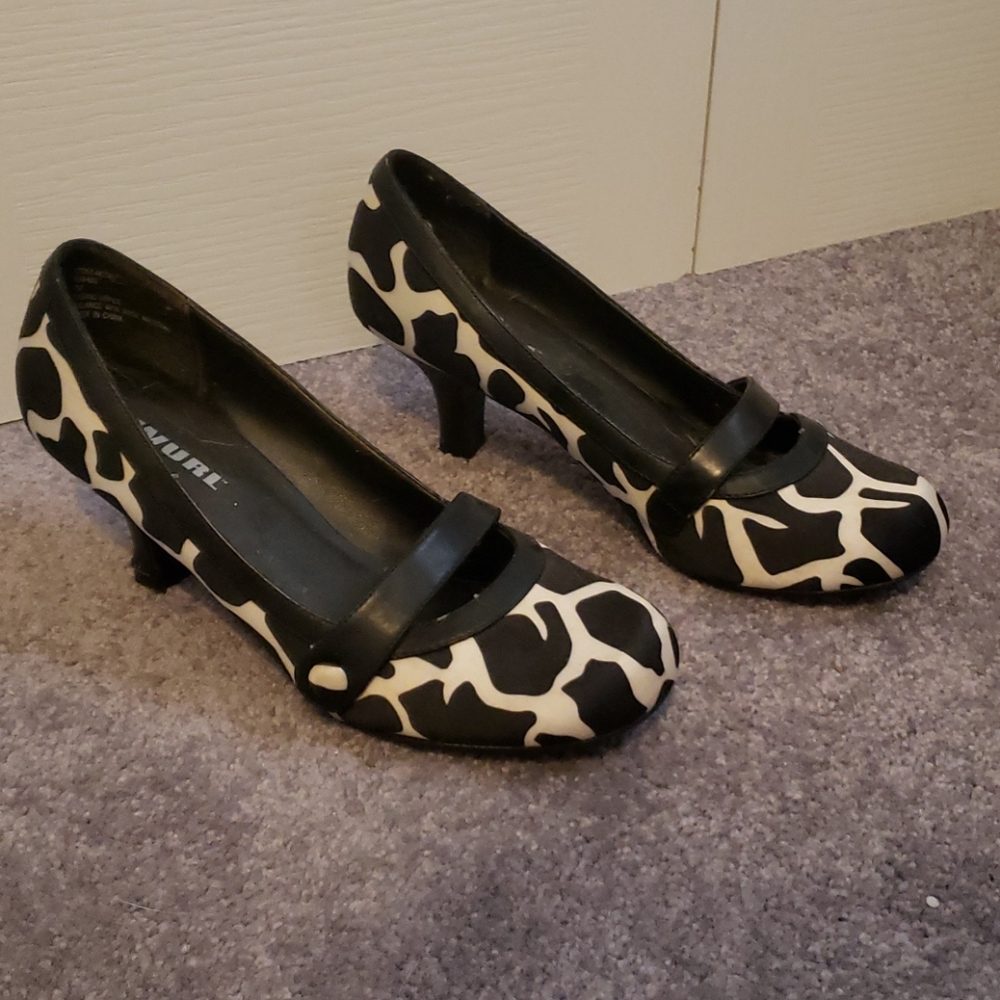 Black and white dress shoes